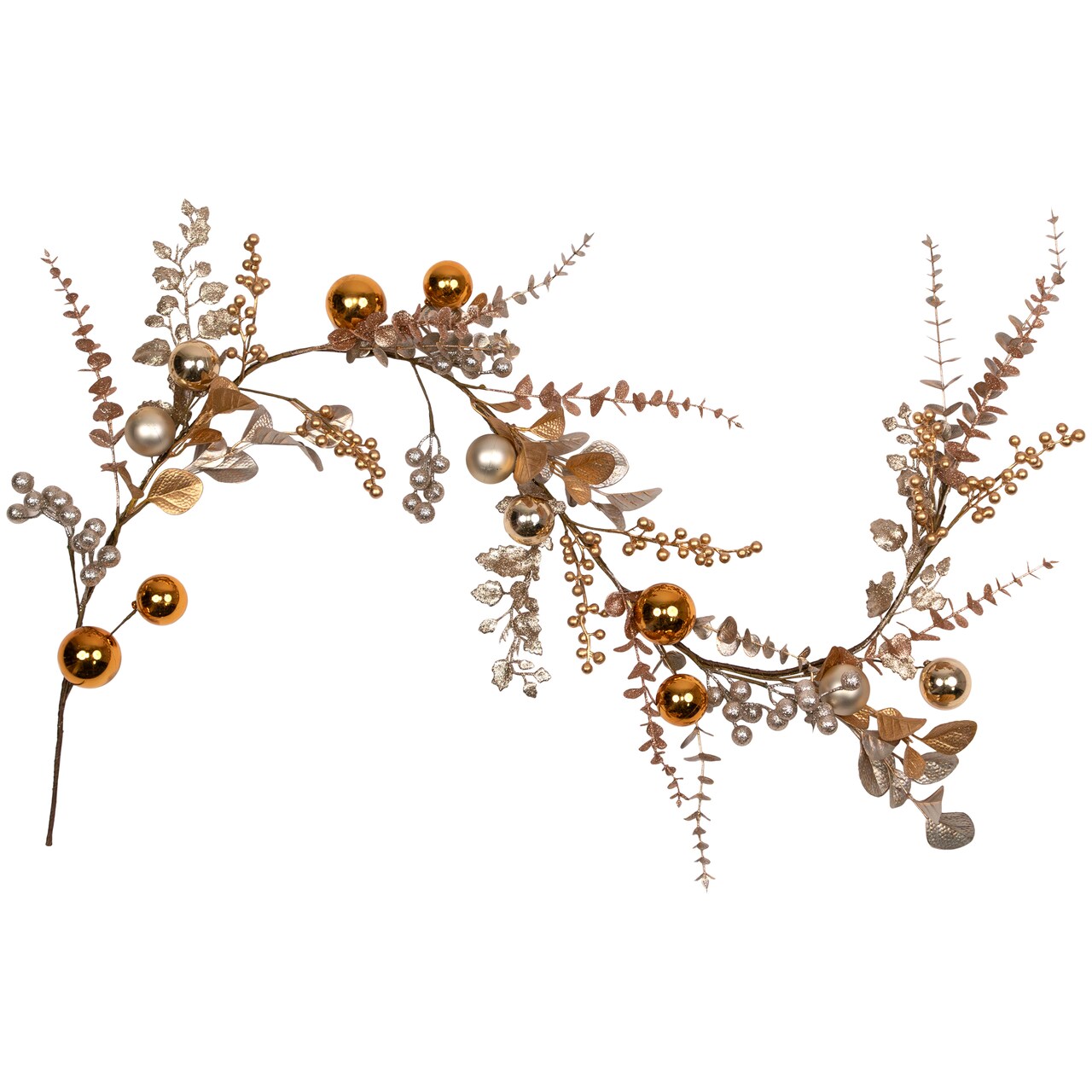 Northlight Glittered Mixed Leaves and Berries Artificial Christmas Garland - 6' x 9" - Unlit